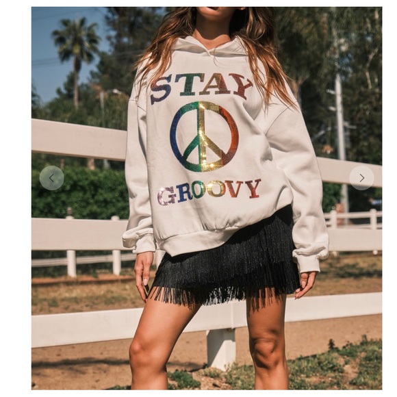 35 Rainbow Sequin Letter Patch Hoodie Top - Picture 6 of 7